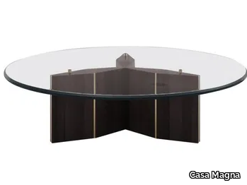 LORCA - Round low tempered glass coffee table for living room _ Casa Magna