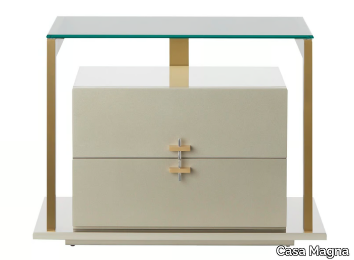 QUIMERA - Rectangular wooden bedside table with drawers _ Casa Magna