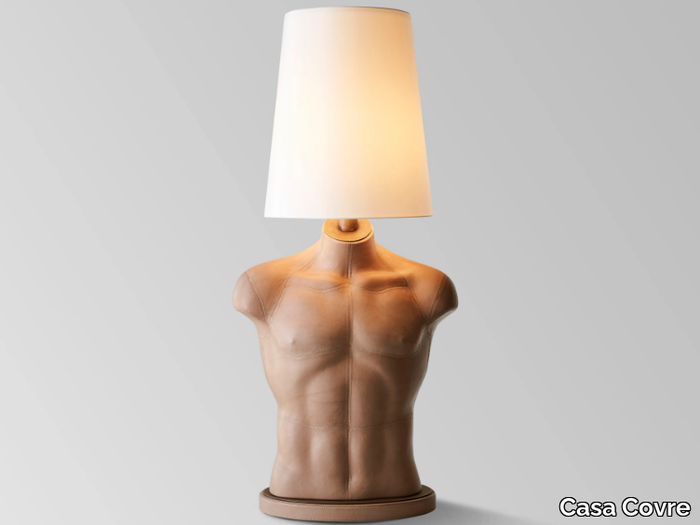 ADAMO - Indirect light leather covered table lamp _ Casa Covre