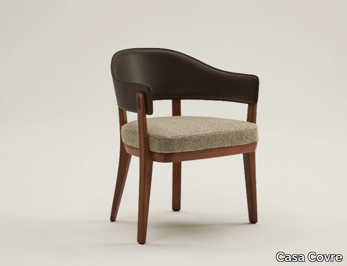 CHLOE - Upholstered leather and fabric chair with armrests _ Casa Covre