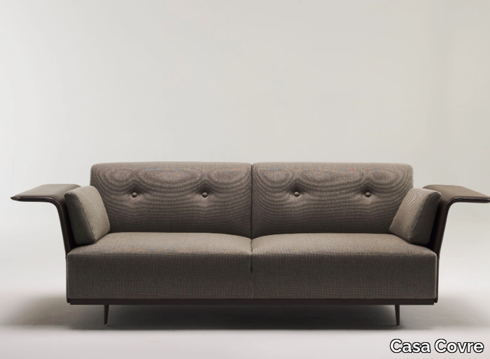 DORIAN - Sofa with fabric seat and tanned leather armrests _ Casa Covre