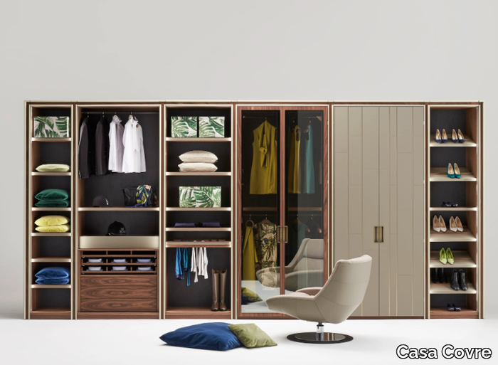 LAGUNA - Sectional wooden walk-in wardrobe with leather details _ Casa Covre