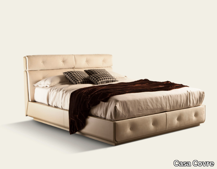 LEONARDO - Leather double bed with tufted headboard _ Casa Covre