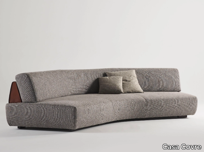 MISTRAL - Curved fabric sofa with leather details _ Casa Covre