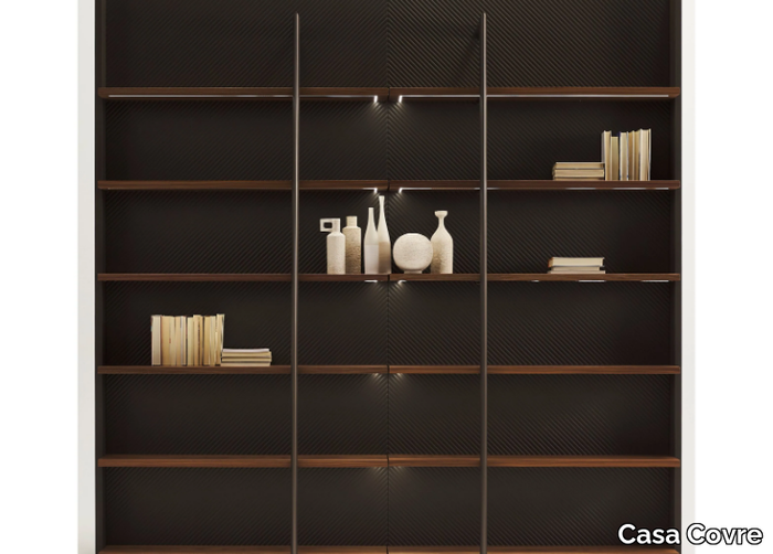 RIALTO - Sectional wooden bookcase with eco-leather bottom _ Casa Covre