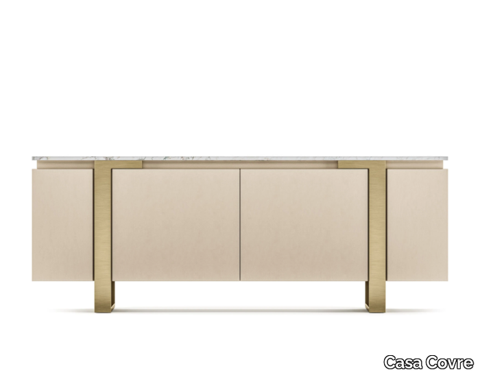 TOSCANA - Leather covered sideboard with doors _ Casa Covre