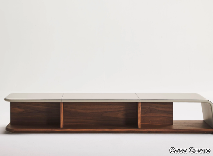 VICTORIA - Low wooden sideboard with leather details _ Casa Covre