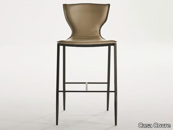 VARENNE - High tanned leather stool with back _ Casa Covre