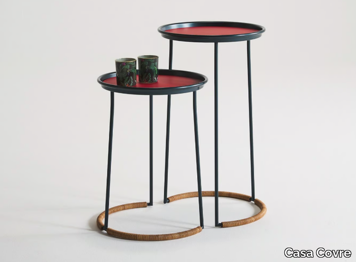 LAKI - Round metal coffee table with tray _ Casa Covre