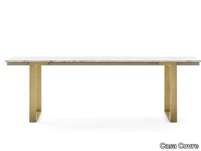 URBINO - Rectangular marble table with metal base _ Casa Covre