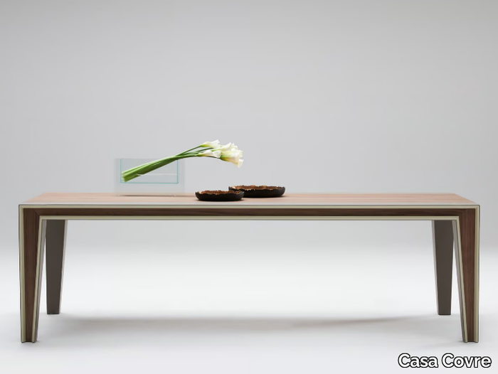 VERSILIA - Rectangular wooden table with leather details _ Casa Covre