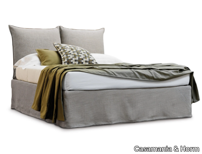 MILOS - Upholstered fabric double bed with removable cover _ Casamania & Horm