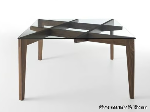 AUTOREGGENTE - Square wood and glass table _ Casamania & Horm