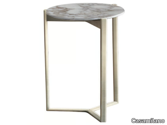 ARNE - Round marble coffee table with metal frame _ Casamilano