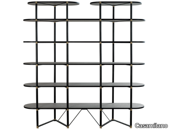 BOOMERANG - Open double-sided wood veneer shelving unit _ Casamilano