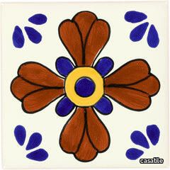 Mexican Talavera Ceramic Decorative Tile: Blue Seville