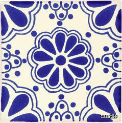 Mexican Talavera Ceramic Decorative Tile: Blue Lace