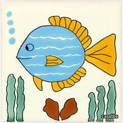 Talavera Ceramic Animal Tile: Turquoise Fish