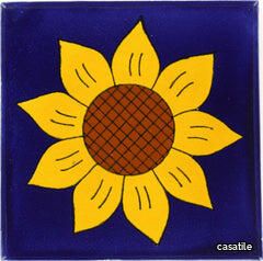 Talavera Ceramic Flower Tile: Sunflower 1