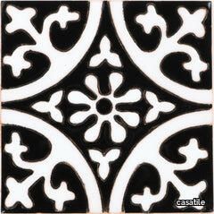 Santa Barbara Ceramic Decorative Tile: La Quinta Black & White 1 Gloss