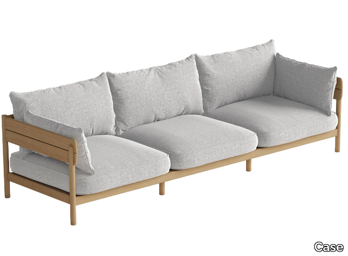 TANSO - Teak and fabric 3 seater garden sofa _ Case