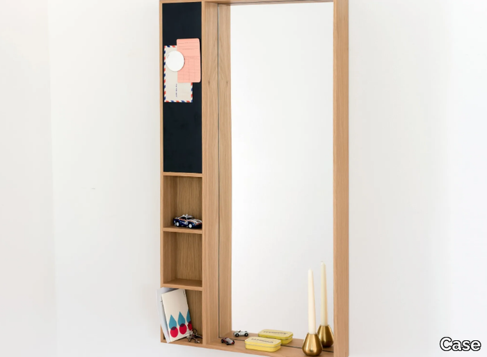 ARCA MEDIUM - Rectangular wall-mounted oak mirror with shelf _ Case