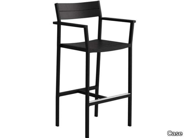 EOS - High powder coated aluminium stool with back _ Case