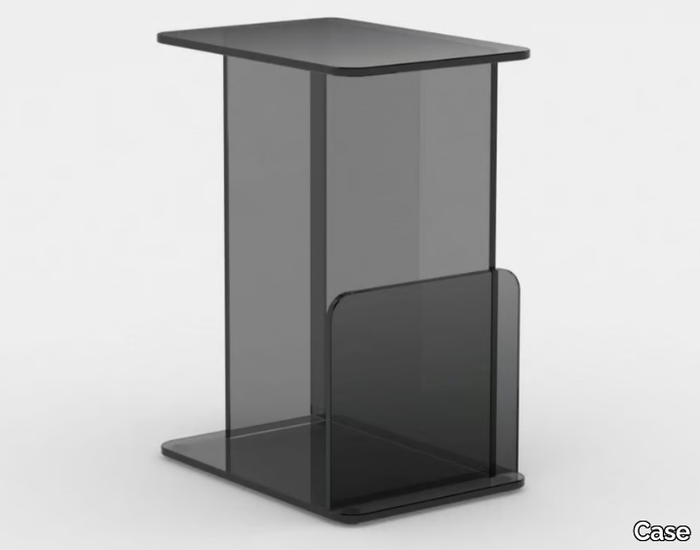 LUCENT - Rectangular tempered glass high side table _ Case