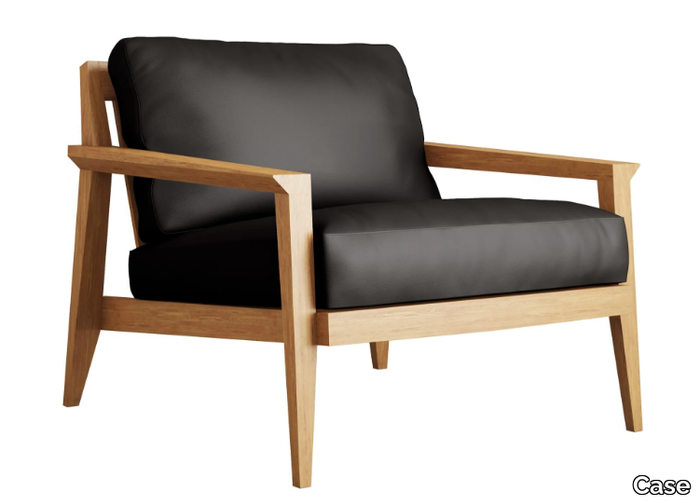 STANLEY - Leather armchair with armrests _ Case