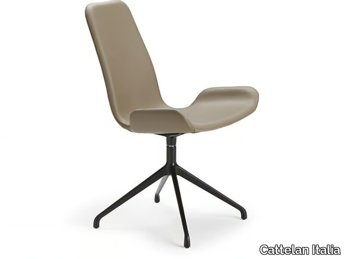 FLAMINGO - Trestle-based swivel leather chair _ Cattelan Italia