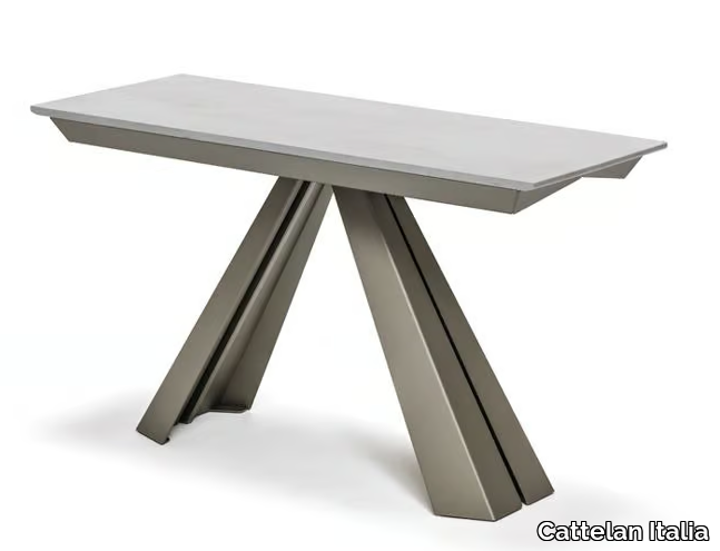 CONVIVIUM - Extending steel and wood console table _ Cattelan Italia