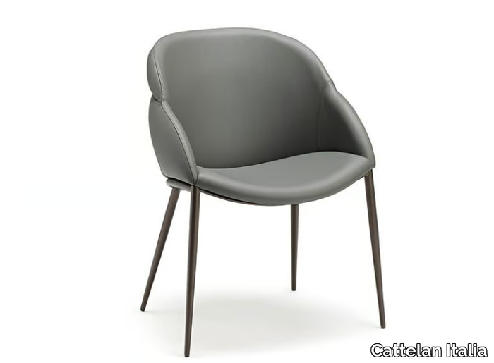 CAMILLA ML - Upholstered leather chair with armrests _ Cattelan Italia