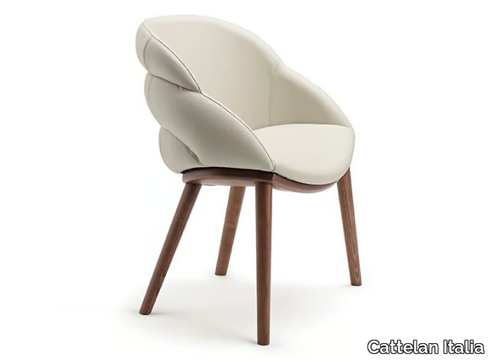 CAMILLA - Upholstered leather chair with armrests _ Cattelan Italia