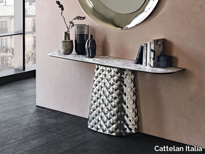 ATRIUM KERAMIK - Demilune ceramic console table _ Cattelan Italia