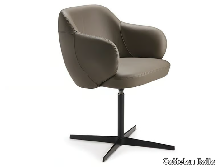 BOMBÈ X - Swivel upholstered chair with armrests _ Cattelan Italia