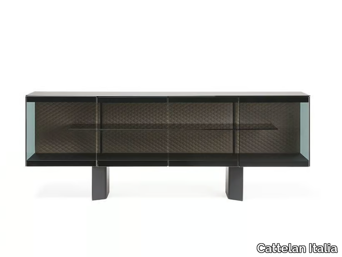 BOUTIQUE - Crystal and steel sideboard with doors _ Cattelan Italia