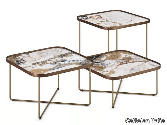 BENNY KERAMIK - Square metal coffee table and ceramic top _ Cattelan Italia