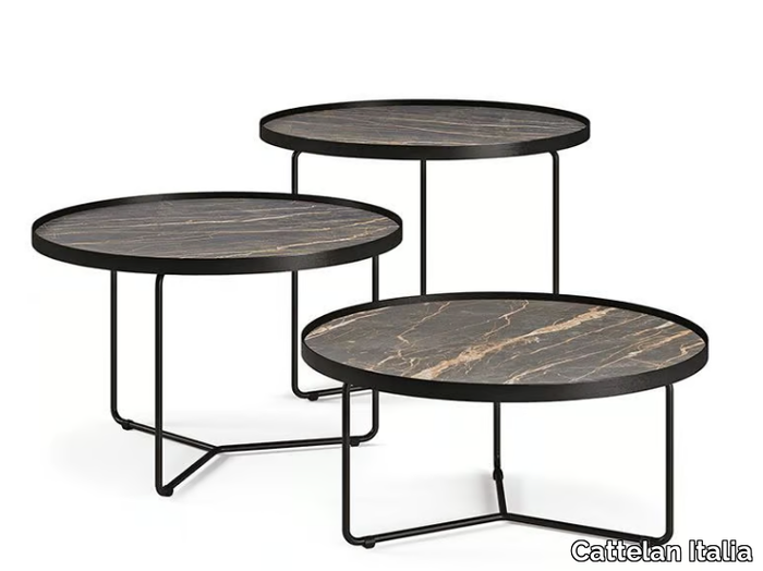 BILLY KERAMIK - Round painted metal coffee table with ceramic top _ Cattelan Italia