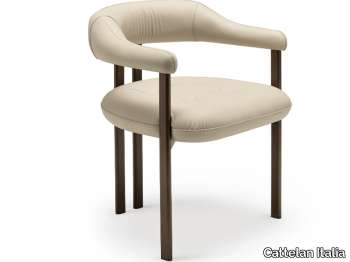 GRETA - Upholstered leather chair with armrests _ Cattelan Italia