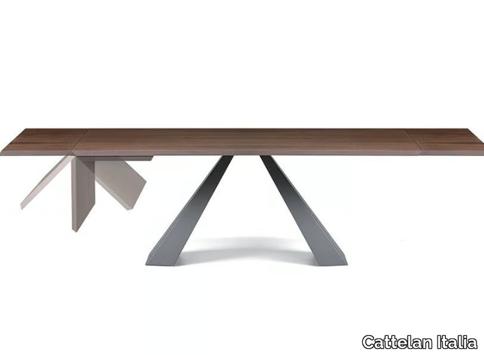 ELIOT WOOD DRIVE - Extending rectangular steel and wood table _ Cattelan Italia