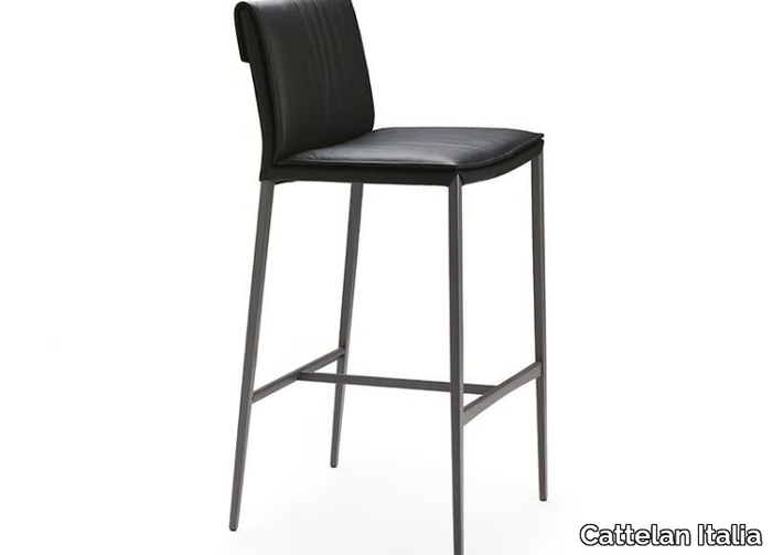 ISABEL ML - High leather stool with back _ Cattelan Italia