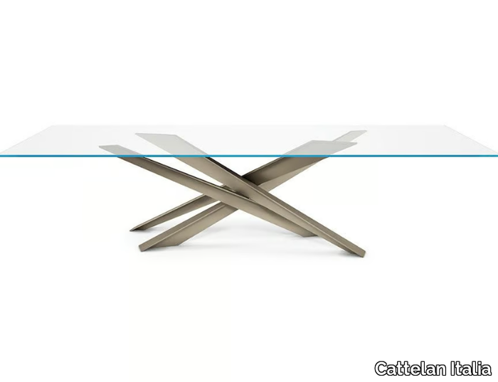 LANCER - Rectangular crystal and steel table _ Cattelan Italia