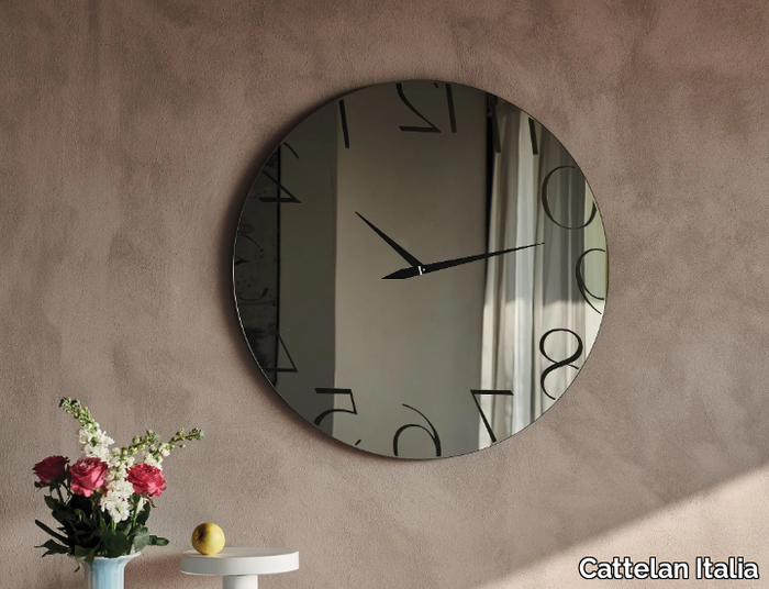 MOMENT - Wall-mounted mirrored glass clock _ Cattelan Italia