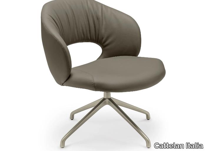 MIRANDA LOUNGE - Swivel upholstered leather easy chair _ Cattelan Italia