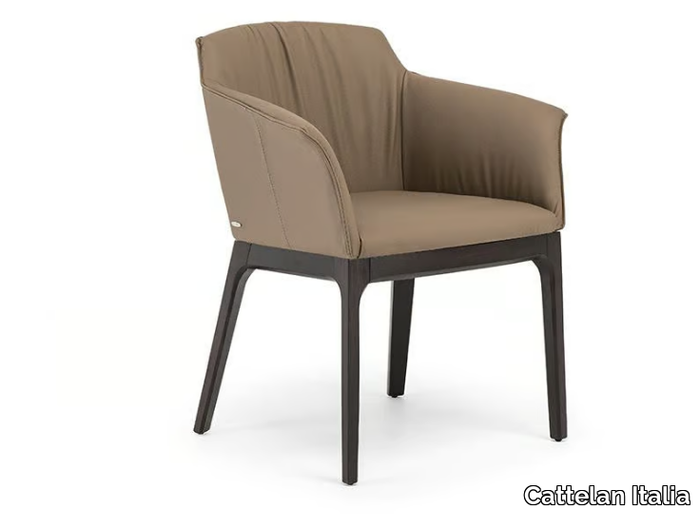 MUSA - Upholstered leather chair with armrests _ Cattelan Italia