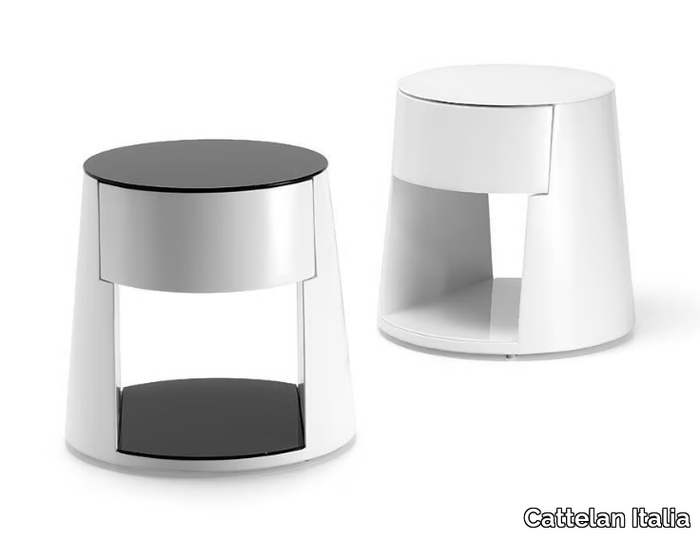 NIGEL - Round bedside table with drawers _ Cattelan Italia