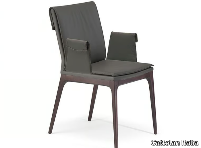 SOFIA - Leather chair with armrests _ Cattelan Italia