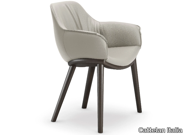 SCARLETT WOOD - Upholstered leather chair with armrests _ Cattelan Italia