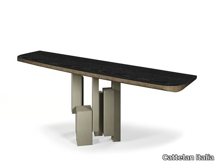 SKYLINE WOOD-C - Rectangular steel and wood console table _ Cattelan Italia