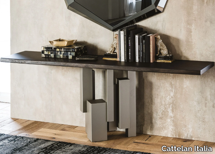 SKYLINE - Rectangular steel and wood console table _ Cattelan Italia